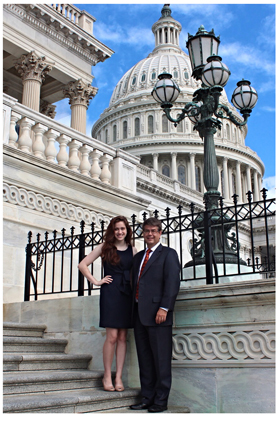 Baylor University sophomore Chelsea Bryant stands on the Capitol steps with Congressmen Lee Terry, R-Nebraska.