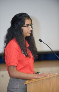 Alysha presents at the NASA Space Center.