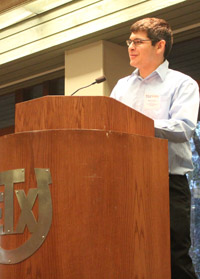 TILF Diamond Anniversary Scholarship recipient Miguel Ramirez thanks the TILF Board of Directors.